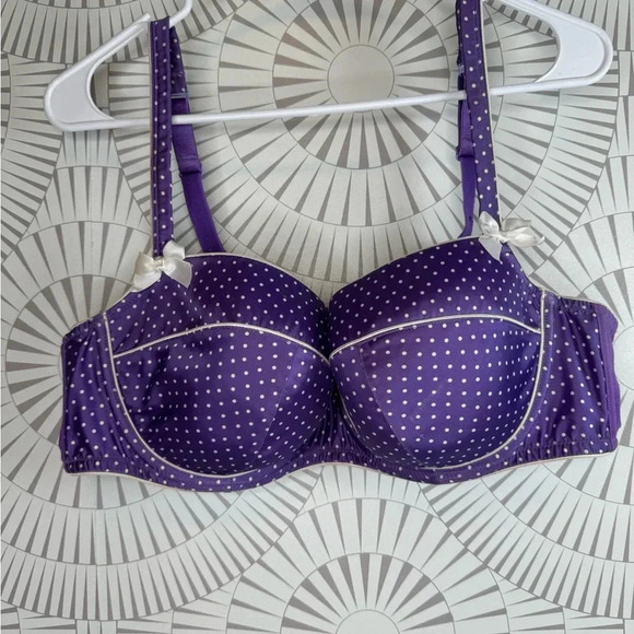 Cacique Women’s Purple with White Polka Dots Bra size 44C - Picture 1 of 6